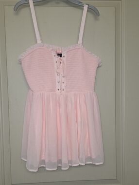 torrid Light Pink Lace-Up Smocked Camisole Top